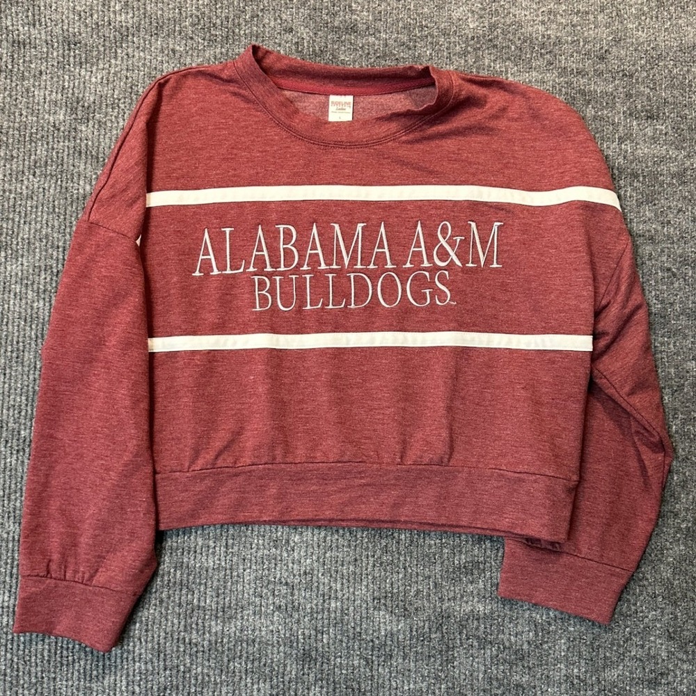 Sideline‎ Apparel Alabama A&M Bulldogs Cropped Sweatshirt Large Maroon Heather